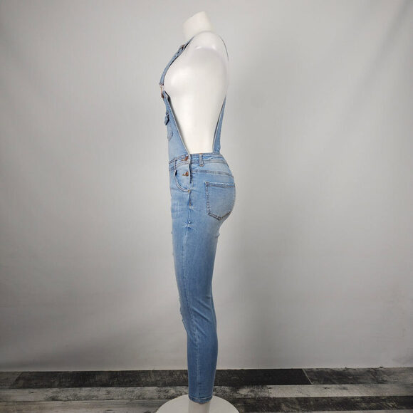 Ci Sono Light Wash Distressed Denim Overalls Size S - Picture 6 of 10